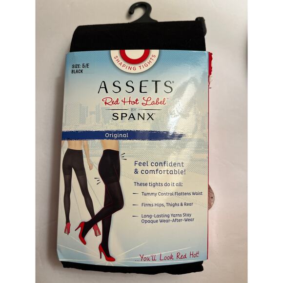Spanx Red Hot Label Assets Original Shaping Tights Size 5/E Black Tummy Control - Picture 1 of 6